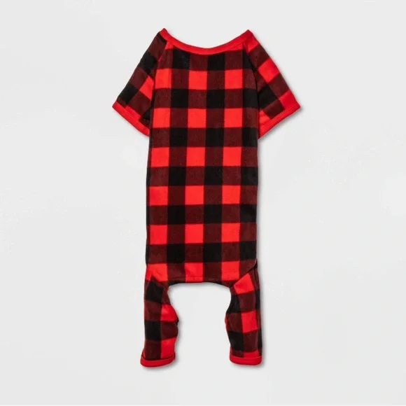 New - Wondershop Buffalo Check Matching Family Dog Pajamas in Red & Black - Picture 2 of 7